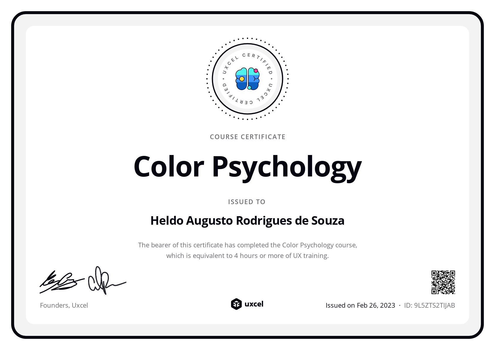 Heldo Augusto Rodrigues de Souza's certificate